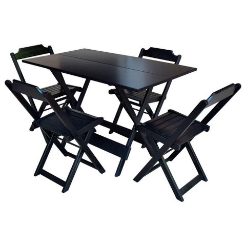 Jogo De Mesa De Madeira 1,20X70 C/ 04 Cadeiras Preto - Preto