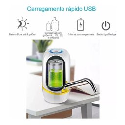 Bomba Elétrica Recarregável Garrafão Água Galão 5/10/20 L EXBOM - 2