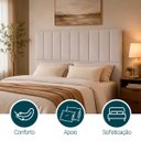 Ver imagem 3 de Cabeceira Estofada Elen Moderna para Quarto Cama Box Casal 140 cm Tecido Suede Bege