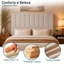 Ver imagem 2 de Cabeceira Estofada Elen Moderna para Quarto Cama Box Casal 140 cm Tecido Suede Bege