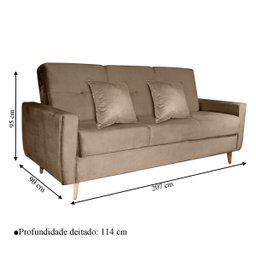 Sofá Cama Pâmela com Baú 3 Lugares em Veludo Matrix - 3