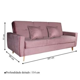 Sofá Cama Pâmela com Baú 3 Lugares em Veludo Matrix - 3