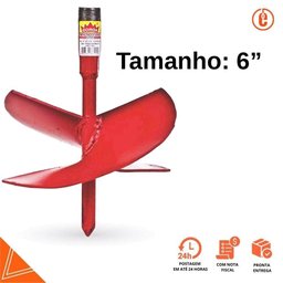 Kit Cavadeira Espiral Broca Trado Perfurar Coroa 6" + Cabo 3/4 1 Metro - 5
