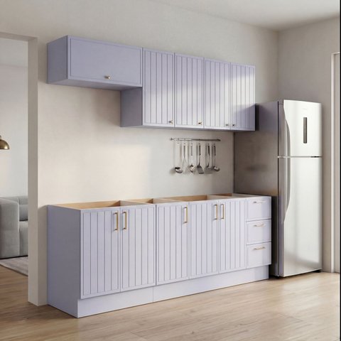 Cozinha Modulada 6 Peças 3 Aéreos 3 Balcões sem Tampo Marselha CabeCasa MadeiraOriginals