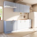 Ver imagem 2 de Cozinha Planejada 6 Peças 3 Aéreos 3 Balcões sem Tampo Marselha CabeCasa MadeiraOriginals Azul/Sereno