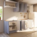 Ver imagem 3 de Cozinha Planejada 6 Peças 3 Aéreos 3 Balcões sem Tampo Marselha CabeCasa MadeiraOriginals Azul/Sereno