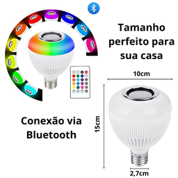 Lâmpada Musical de Led Rgb Bluetooth + Controle Remoto E-27 Bivolt - 3