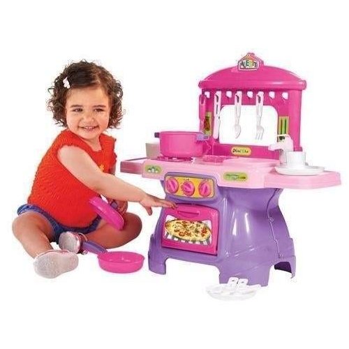 Kit Cozinha Infantil Joguinho De Outelaria Mini Chef Cor Rosa-chiclete