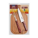 Ver imagem 2 de Kit 3 Pç Faca, Garfo e Tábua Madeira 23x40 Churrasco Inox e Cabo de Madeira Polywood - Tramontina