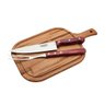 Kit 3 Pç Faca, Garfo e Tábua Madeira 23x40 Churrasco Inox e Cabo de Madeira Polywood - Tramontina - 1
