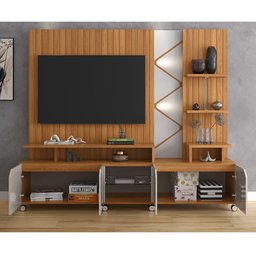 Home para Tv até 55 Polegadas Led Frisado 2,10m Jequitibá Off White - 2