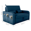 Ver imagem 2 de Sofá Cama com Baú Gorteen Veludo Azul