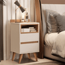 Conjunto 2 Mesas Cabeceira Quarto Apoio Lateral Cama Casal Estilo Retrô Álamo 2 Gavetas - Offwhite - 8