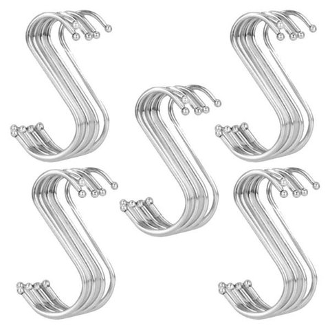 Kit 25 Ganchos S Aço Inox Utensílios Barra Suporte Cozinha