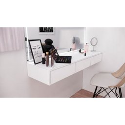 Bancada Penteadeira 100% MDF Branco Fosco - 3 Gavetas - 3