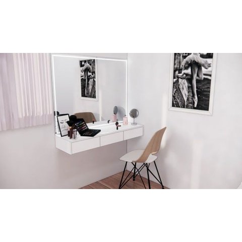 Bancada Penteadeira 100% MDF Branco Fosco - 3 Gavetas