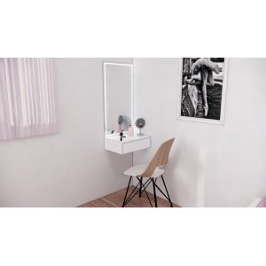 Bancada Penteadeira 100% MDF Branco Fosco - 1 Gaveta