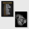 Kit 2 Quadros Motivacionais Leão Sucesso 33x24cm - com vidro:Madeira branca - 1