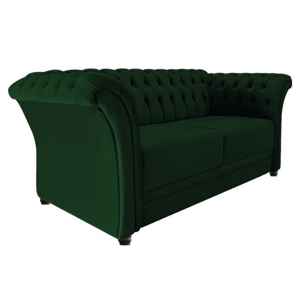 Kit 2 Poltronas e Namoradeira Chesterfield Sofia Suede Verde - 3