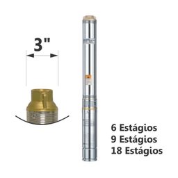 Motobomba Submersa Tipo Caneta sem 1/2cv 60hz 127v Esub-3/9s - 3