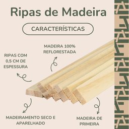 40 Ripas para Artesanato Repac Madeiras Pinus 1,5x0,5x100cm - 3