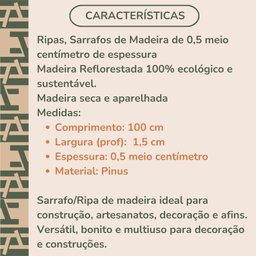 40 Ripas para Artesanato Repac Madeiras Pinus 1,5x0,5x100cm - 4