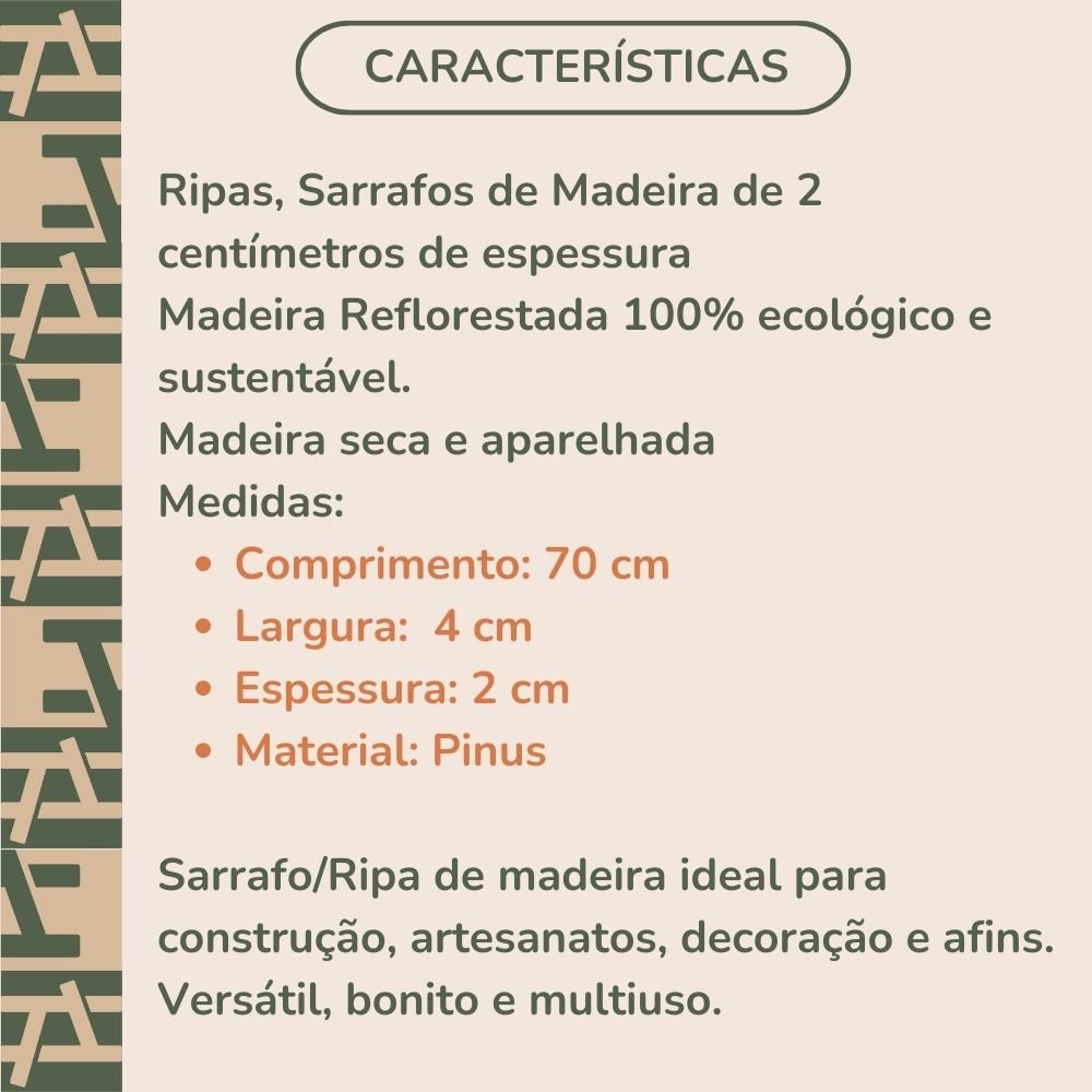10 Ripas para Artesanato Repac Madeiras Pinus 4x2x70cm - 5