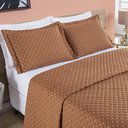 Ver imagem 3 de Kit Cobre Leito Colcha Vênus Queen Dupla Face Micropercal 200 Fios Liso 3 Peças - Terracota Casa Sca