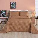 Ver imagem 1 de Kit Cobre Leito Colcha Vênus Queen Dupla Face Micropercal 200 Fios Liso 3 Peças - Terracota Casa Sca