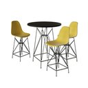 Ver imagem 1 de Jogo Mesa Bistrô Eames Preta 60Cm 3 Banquetas Amarela Base Ferro Preto - Cor: Preto