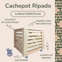 Ver imagem 2 de Vaso Cachepot Ripado com Rodizio Madeira Natural Pinus 35x35x37 Decoração