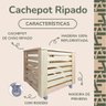 Vaso Cachepot Ripado com Rodizio Madeira Natural Pinus 35x35x37 Decoração - 2