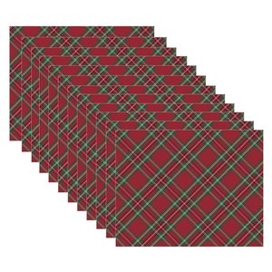 Kit Jogo Americano Natal Xadrez Vermelho/Verde NSW 12 Peças