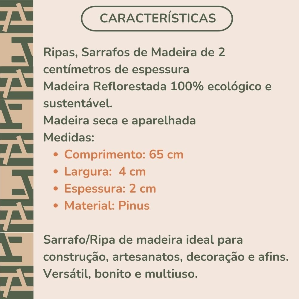 20 Ripas para Artesanato Repac Madeiras Pinus 4x2x65cm - 5