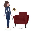 Ver imagem 5 de Poltrona Decorativa Classic Capitonê Suede Diversas Cores - DS Estofados - Bordô