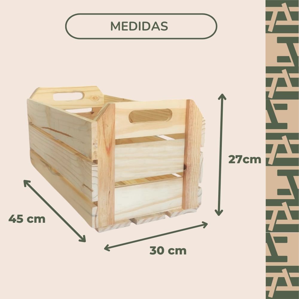 Caixote Médio para Decoração Repac Madeiras Pinus 45x30x27 - 3