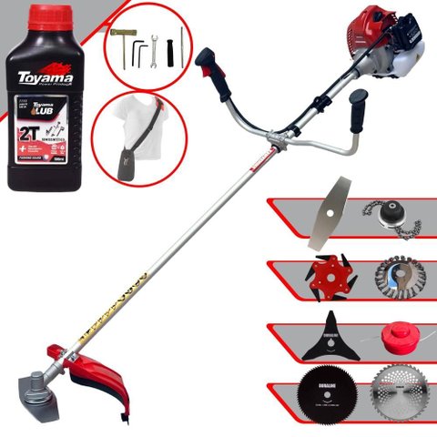 Roçadeira Kawashima Bcj620 À Gasolina 62cc 3hp + 6 Facas + Escova + Óleo Toyama 2 Tempos