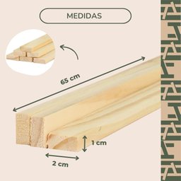 40 Ripas para Artesanato Repac Madeiras Pinus 2x1,5x65cm - 4