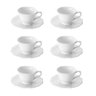 Cj 6 Xícaras P/chá C/pires de Porcelana Decorado em Alto Relevo Branco 200ml Wolff - 1