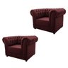 Kit 2 Poltronas Decorativas Chesterfield Ana Corano Bordô - Adj Decor - 1