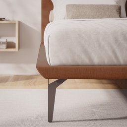 Cama Japonesa Queen com Cabeceira Almofada Linho Toquio Telha - 2