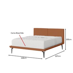 Cama Japonesa Queen com Cabeceira Almofada Linho Toquio Telha - 4