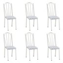 Ver imagem 1 de Kit 6 Cadeiras de Cozinha Alasca Estampado Linho Pés de Ferro Branco - Pallazio