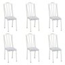 Kit 6 Cadeiras de Cozinha Alasca Estampado Linho Pés de Ferro Branco - Pallazio - 1