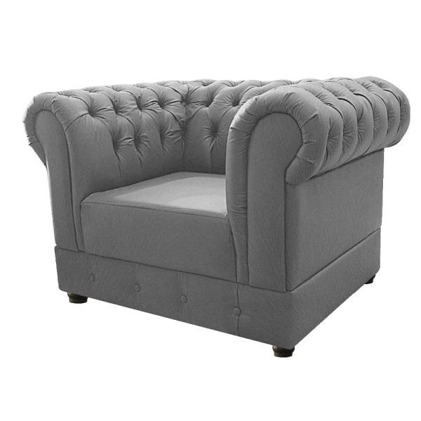 Kit 2 Poltronas Decorativas Chesterfield Ana Suede Cinza - Adj Decor - 2