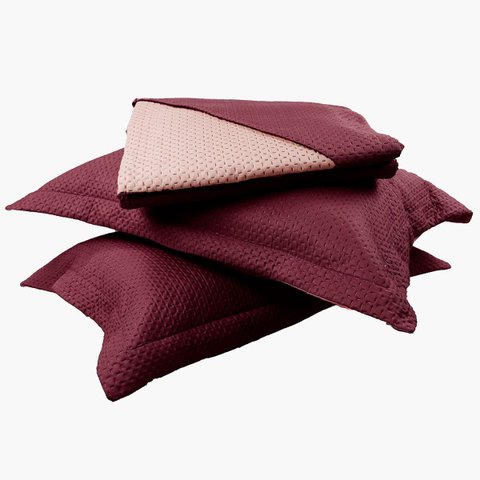 Colcha Siena Double - Casal - Vinho - Dupla Face - C/ Porta Travesseiro - Eurotêxtil