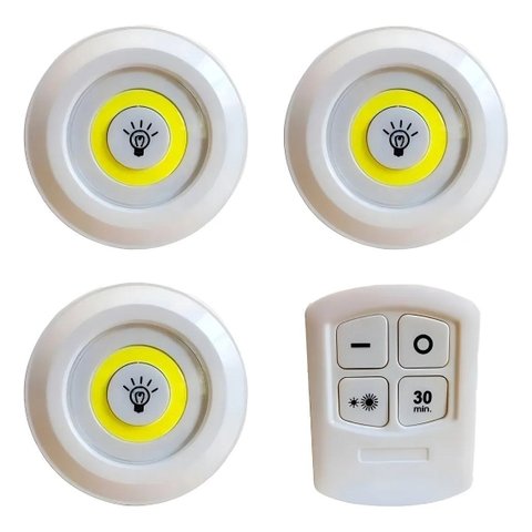 Kit 3 Lâmpada Luminária Led 5w Spot sem Fio Controle Remoto