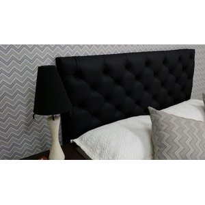 Cabeceira Casal 138 - Bello Box - Estilo Capitonê Tecido Sintético Preto Sem Strass