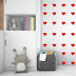 Adesivo Parede Infantil Quarto Sala Coração 5x6cm Vermelha - 5