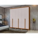Ver imagem 4 de Guarda-roupas Casal Alonzo 6 Portas 4 Gavetas sem Espelho 100% Mdf com Pés Amendoa Clean Off White